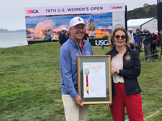 Assemblymember Addis with David Stivers, CEO of Pebble Beach Golf Links