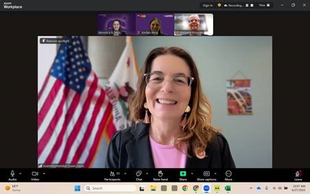 Asm. Addis speaking to virtual attendees
