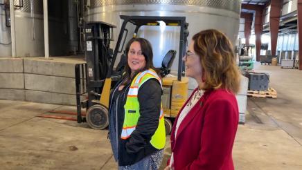 Asm. Addis with tour guide at Hope Family Vineyard
