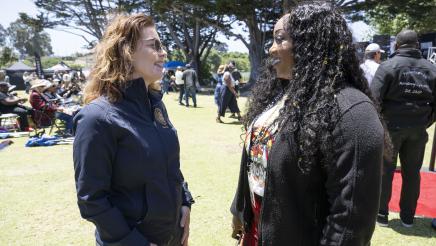 Asm. Addis speaking with constituent