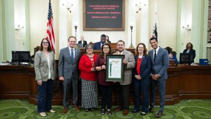 Asm. Addis, Speaker Rivas and other members honoring the CA Indian Cultural Awareness Conference